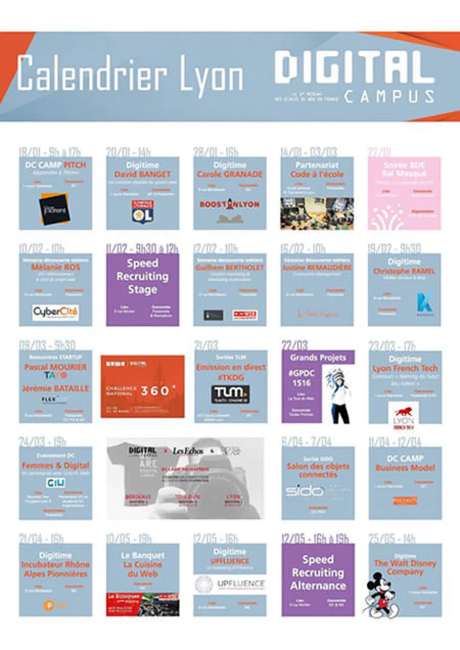Le calendrier des événements de DC Lyon